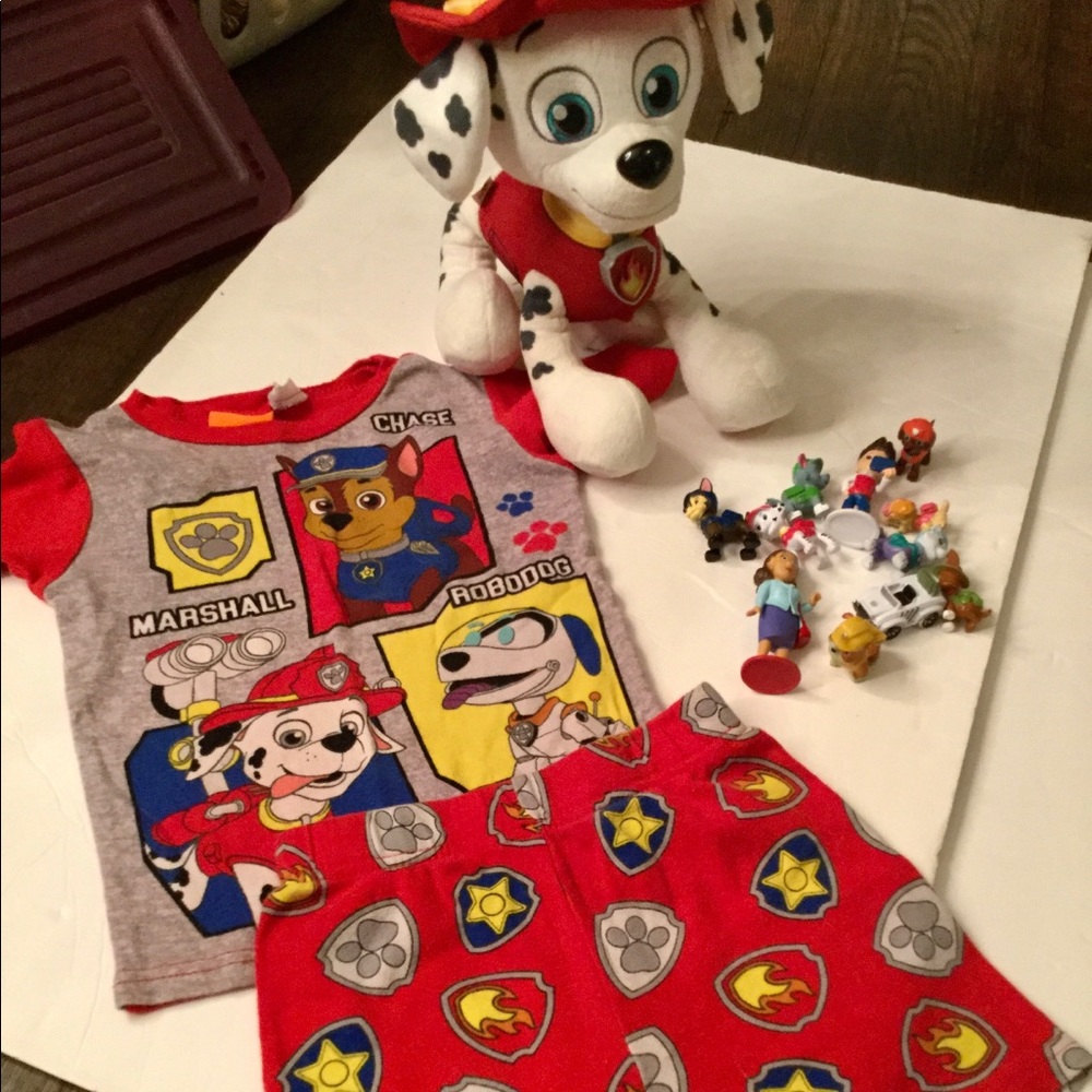 Paw Patrol PJ, stuffed animal, and figurine set